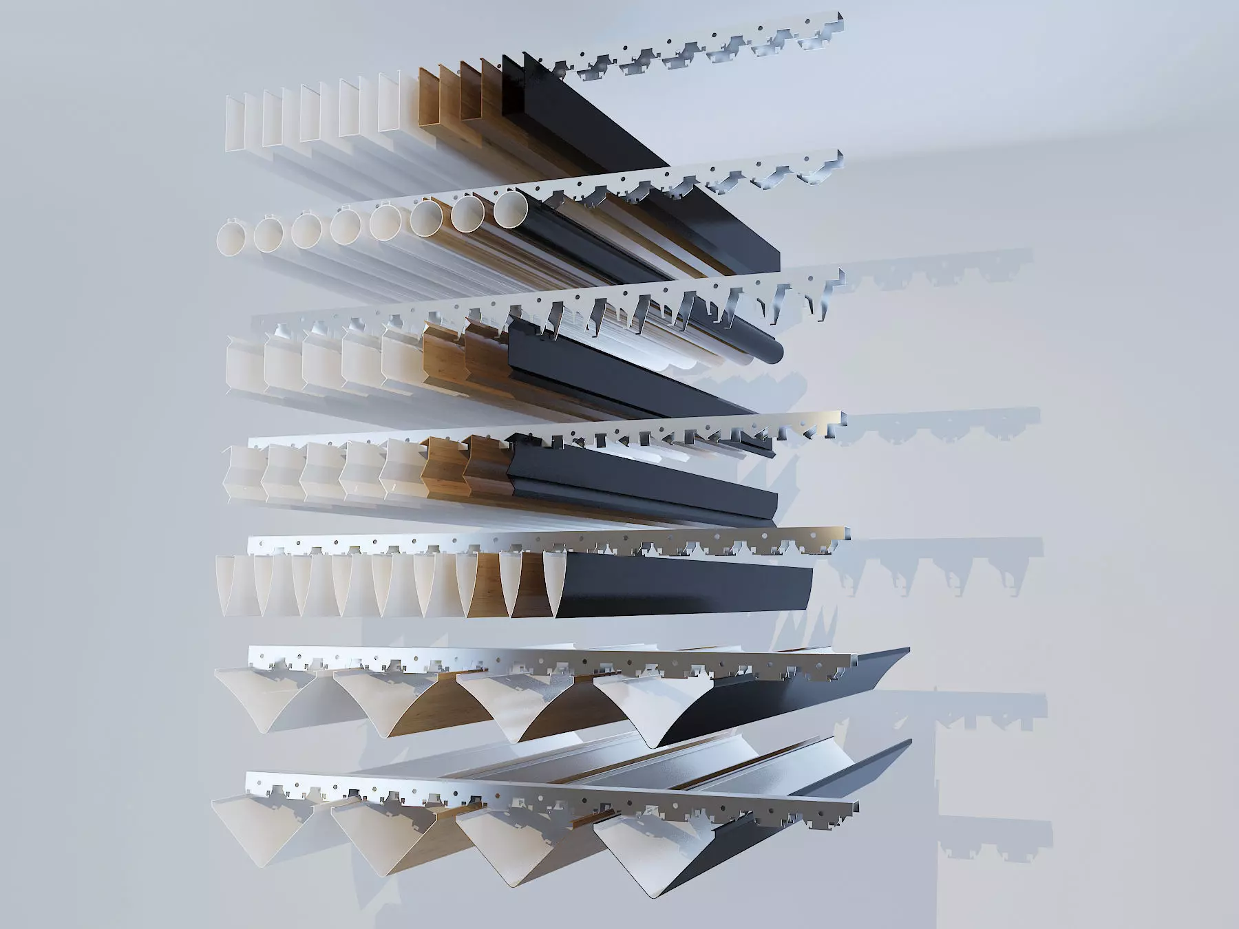 Suspended ceiling rack and pinion 3D model Low-poly 3D model_0