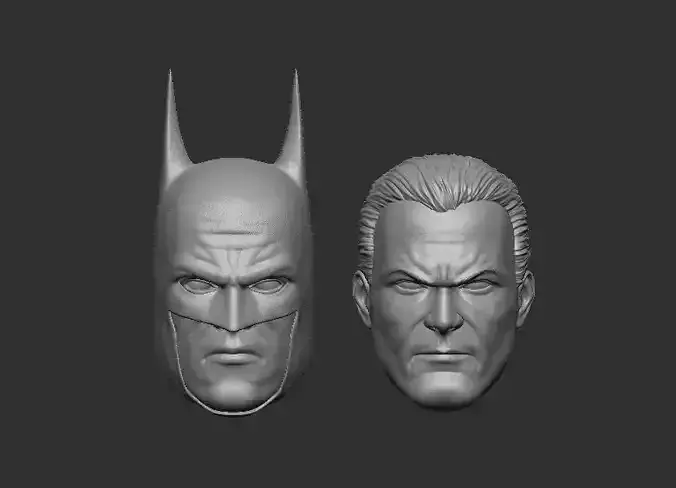 Masked and Unmasked Batman - Headsculpt for Action Figures 3D print model Masked and Unmasked Batman - Headsculpt for Action Figures 3D print model