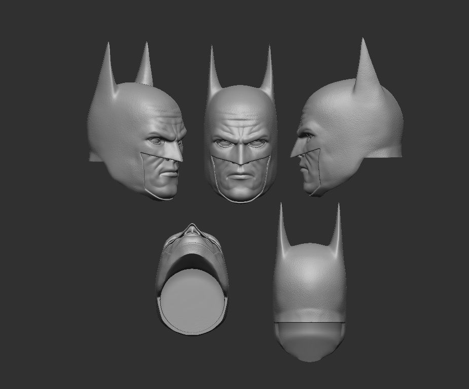Masked and Unmasked Batman - Headsculpt for Action Figures 3D print model_5