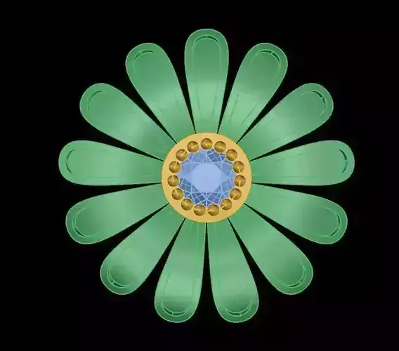 Pendant 3D print model flower with stone in center