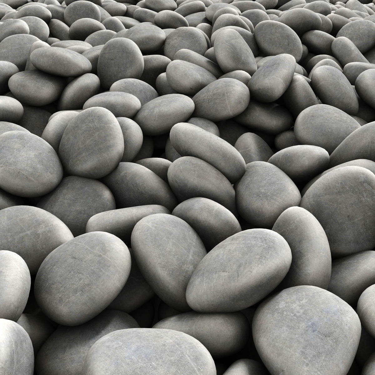 Gray pebble smooth road 3D model_1