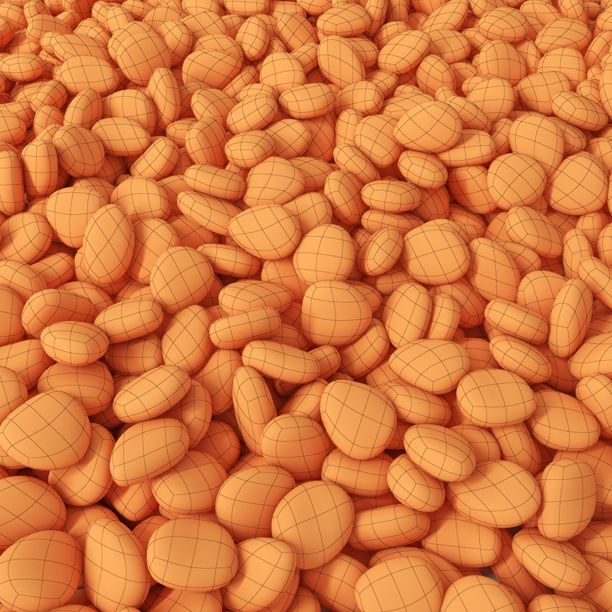 Gray pebble smooth road 3D model_4