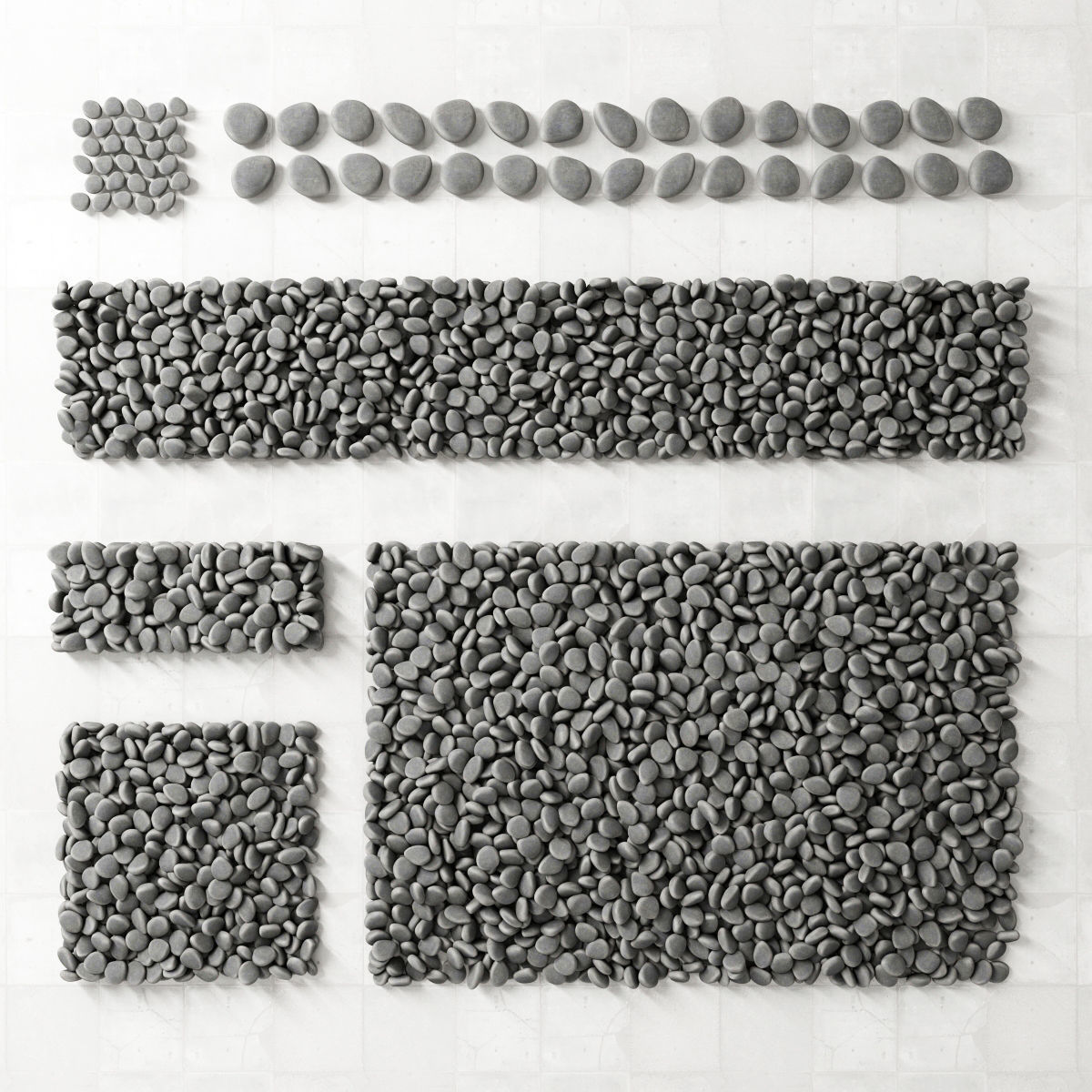 Gray pebble smooth road 3D model_2