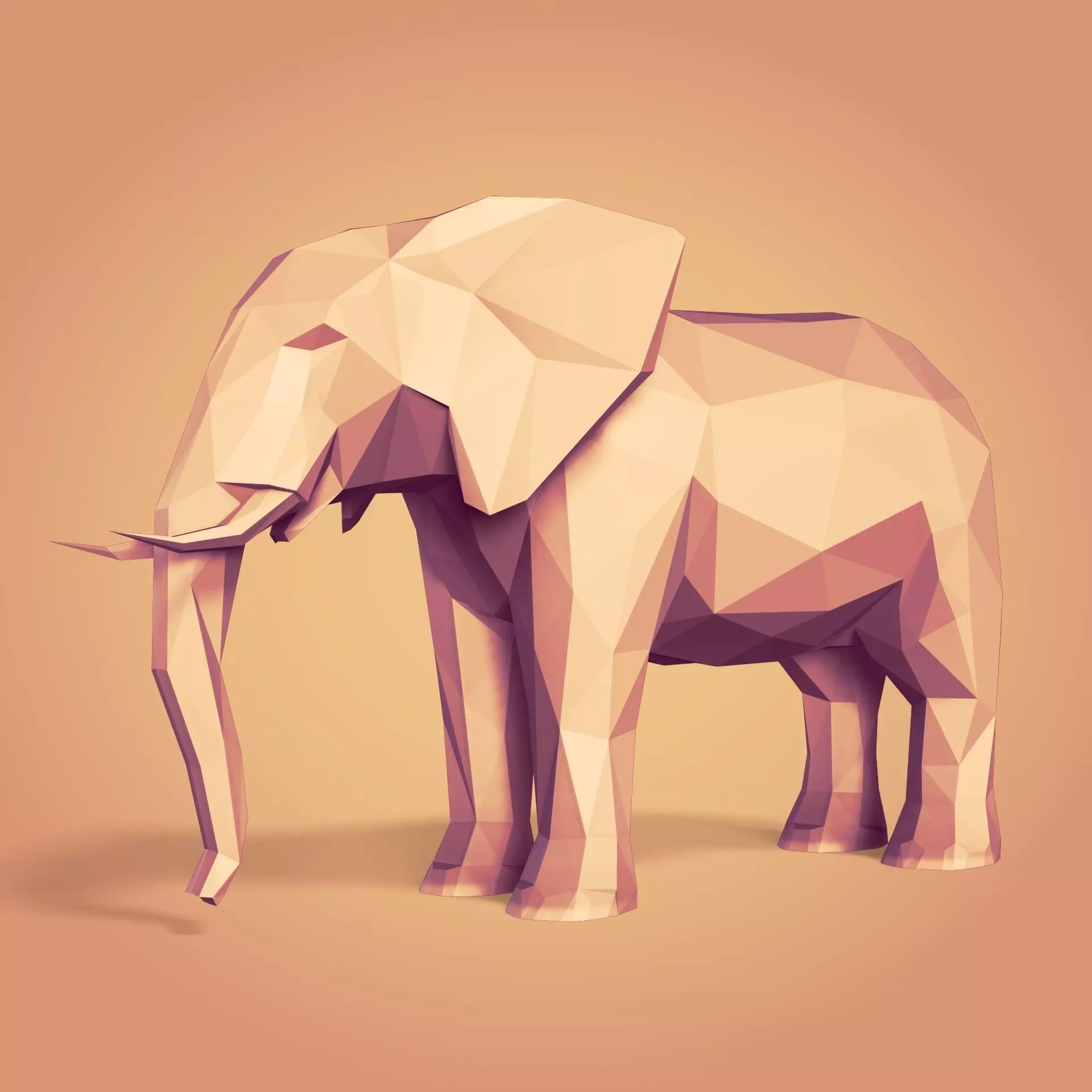 Polygonal Elephant Statue 3D print model