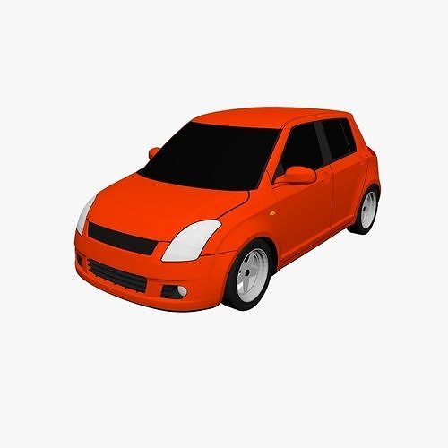 Low Poly Car orange Low-poly 3D model