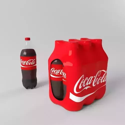 Coca-Cola Plastic Bottle with Pack 3D model
