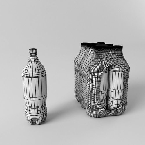 Coca-Cola Plastic Bottle with Pack 3D model 4