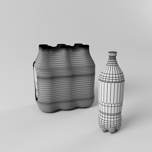 Coca-Cola Plastic Bottle with Pack 3D model 6
