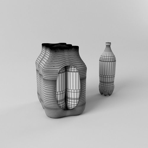 Coca-Cola Plastic Bottle with Pack 3D model 7