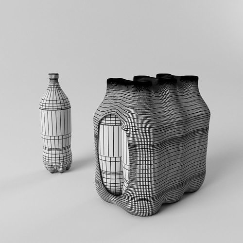 Coca-Cola Plastic Bottle with Pack 3D model 3