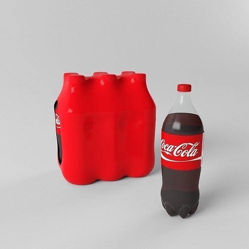 Coca-Cola Plastic Bottle with Pack 3D model 5