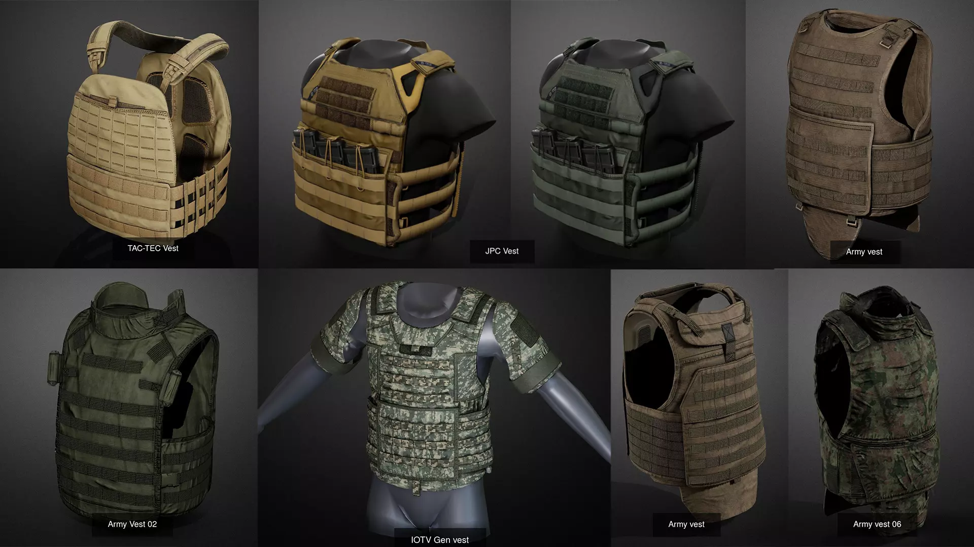 Bulletproof vests pack 3D Model Collection_0