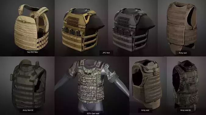 Bulletproof vests pack 3D Model Collection