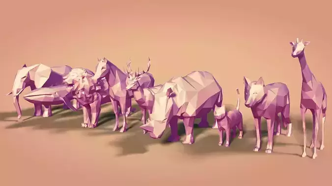 Low Poly Animals Collection Low-poly 3D model