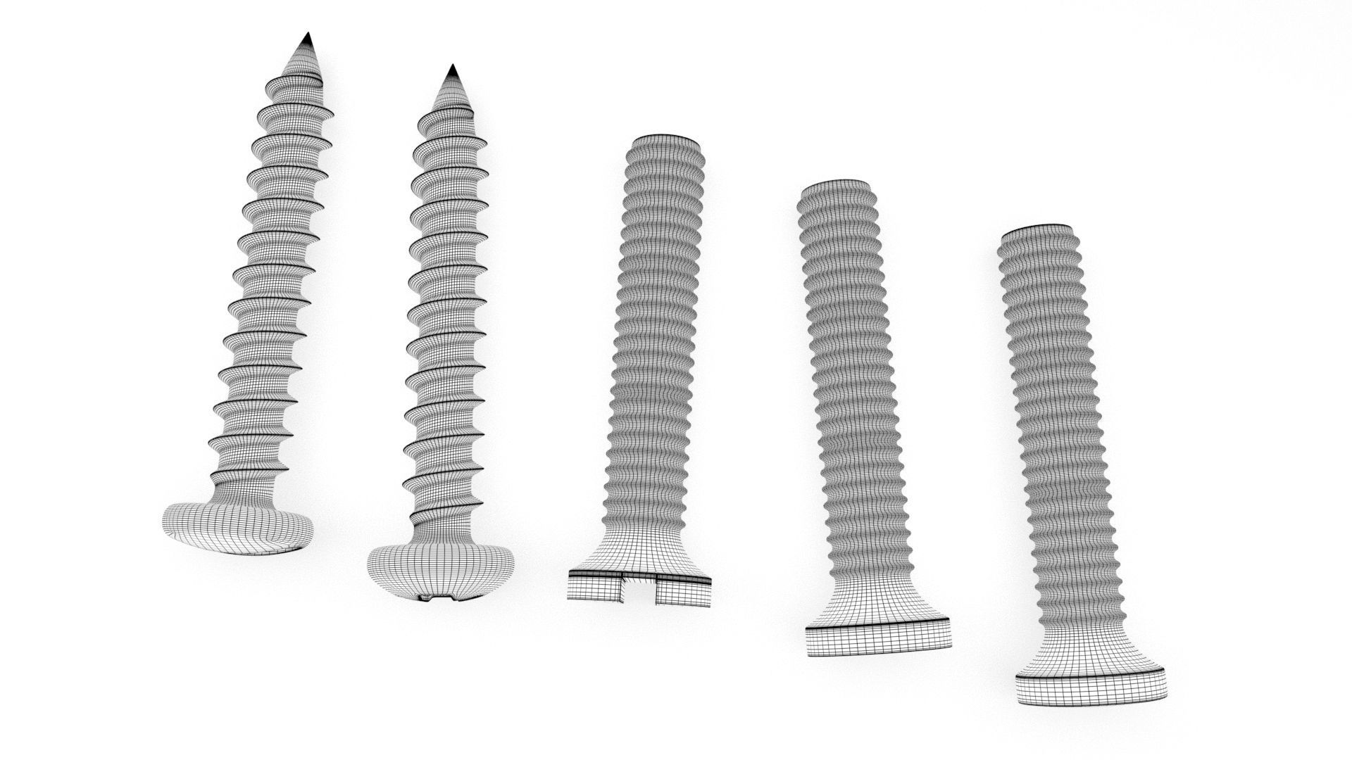 Screws and Bolts Low-poly 3D model_20
