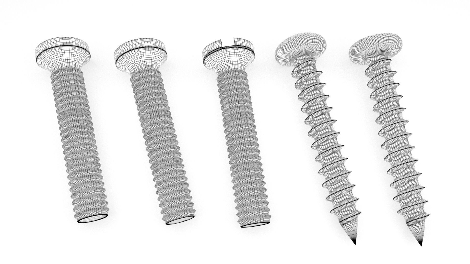 Screws and Bolts Low-poly 3D model_26