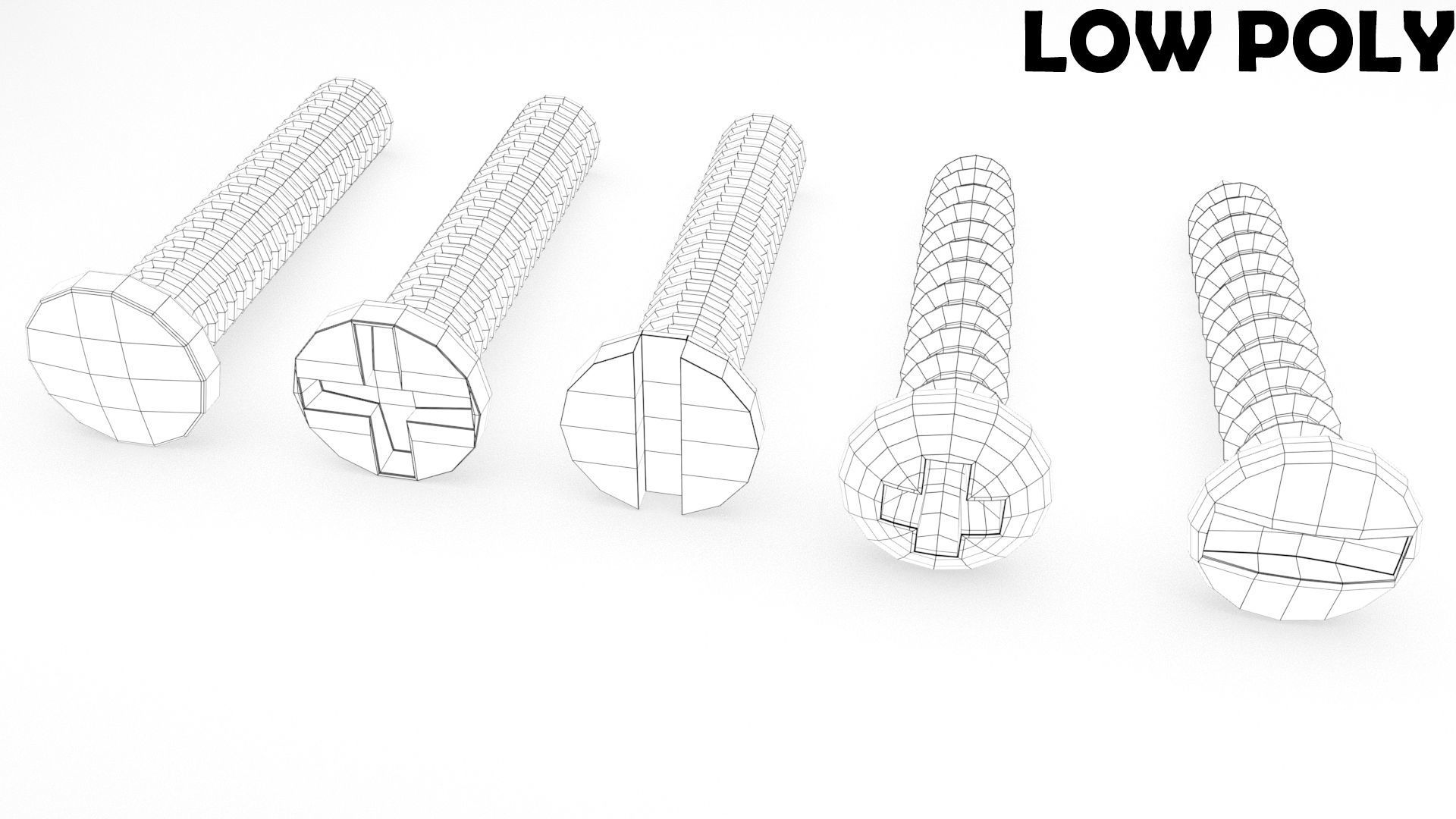 Screws and Bolts Low-poly 3D model_13