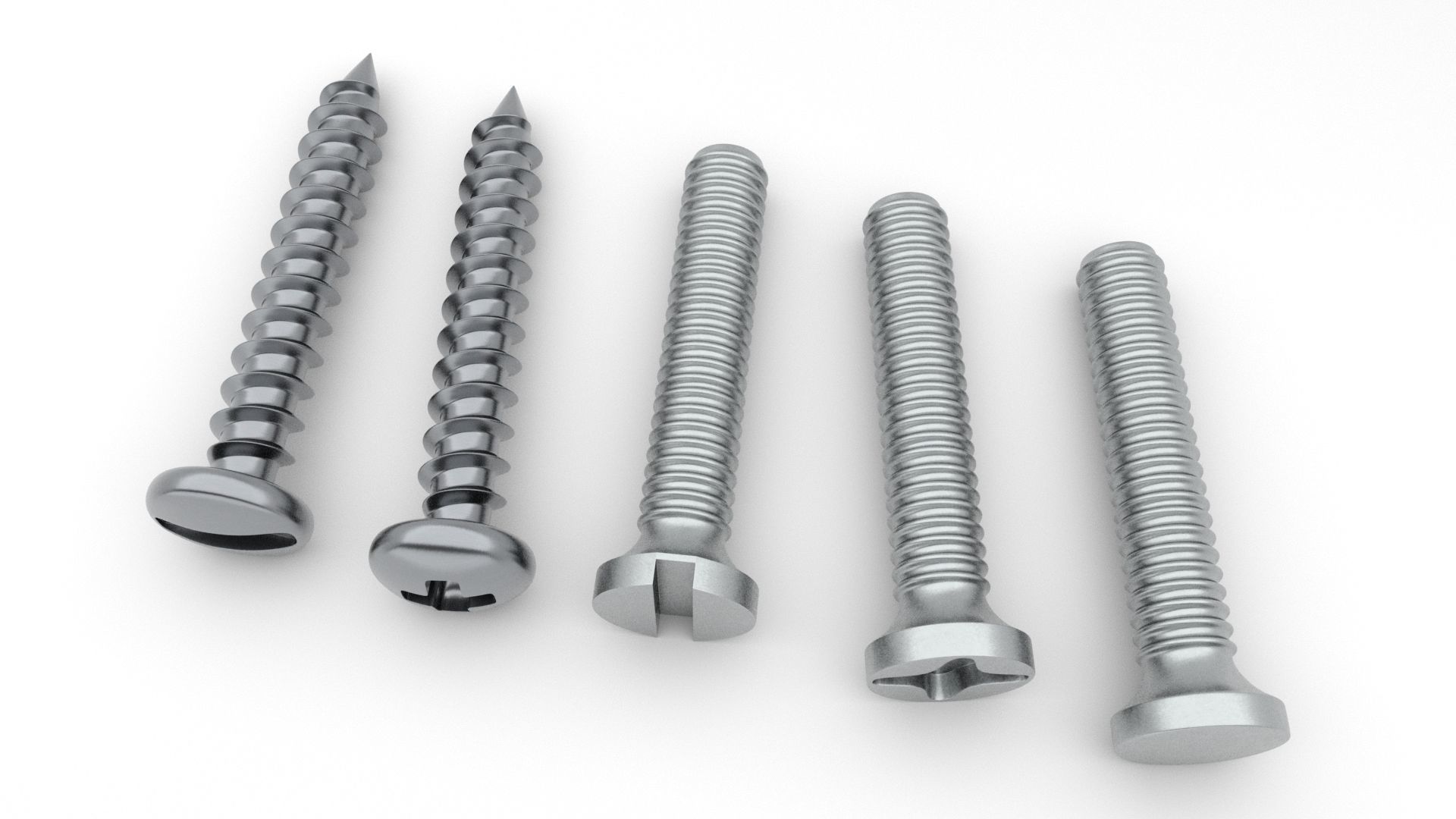 Screws and Bolts Low-poly 3D model_8