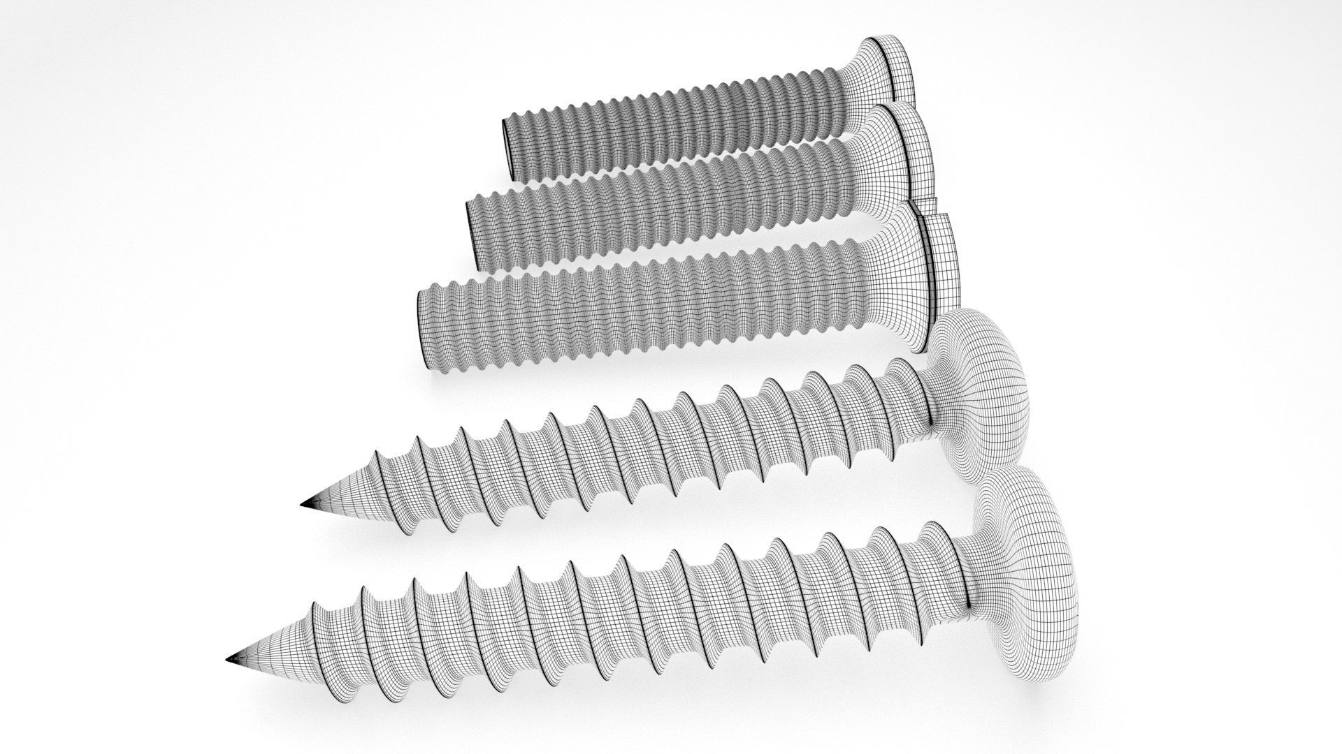 Screws and Bolts Low-poly 3D model_36