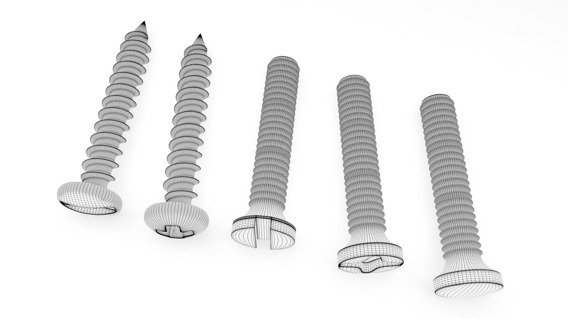 Screws and Bolts Low-poly 3D model_9
