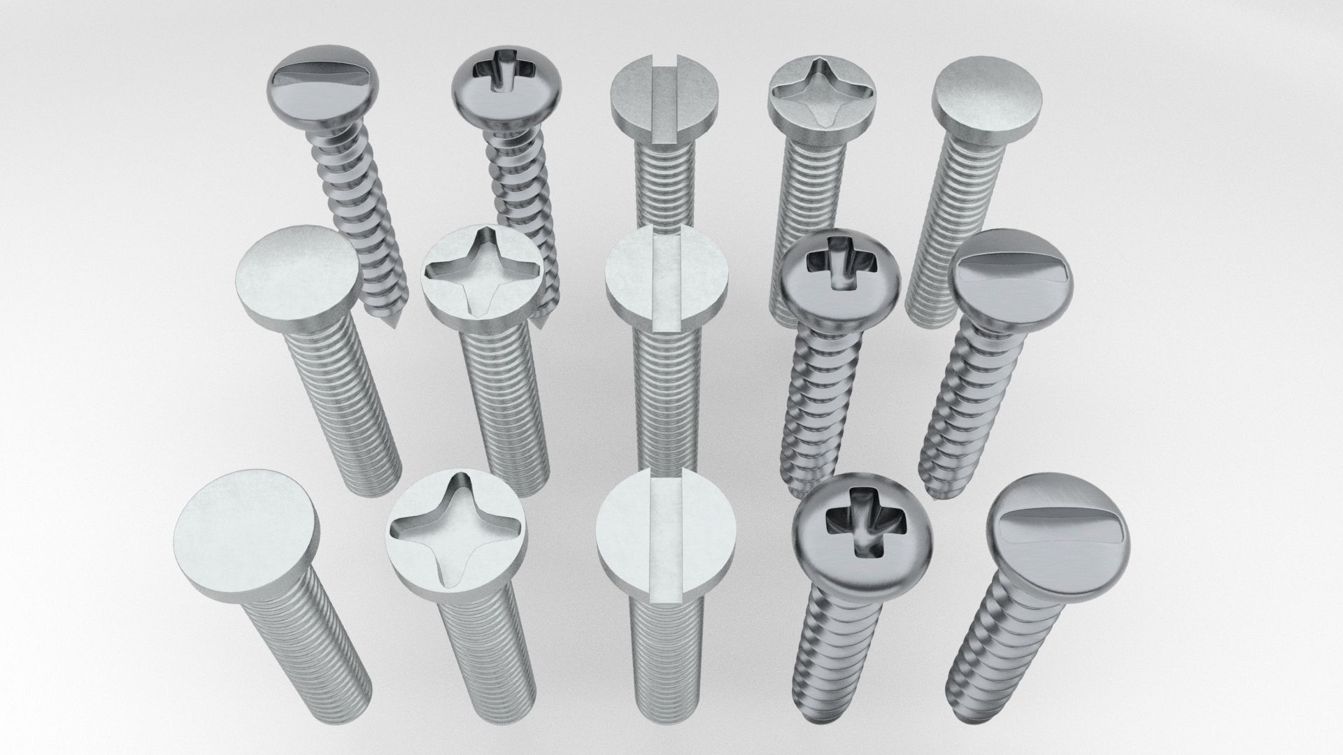 Screws and Bolts Low-poly 3D model_18