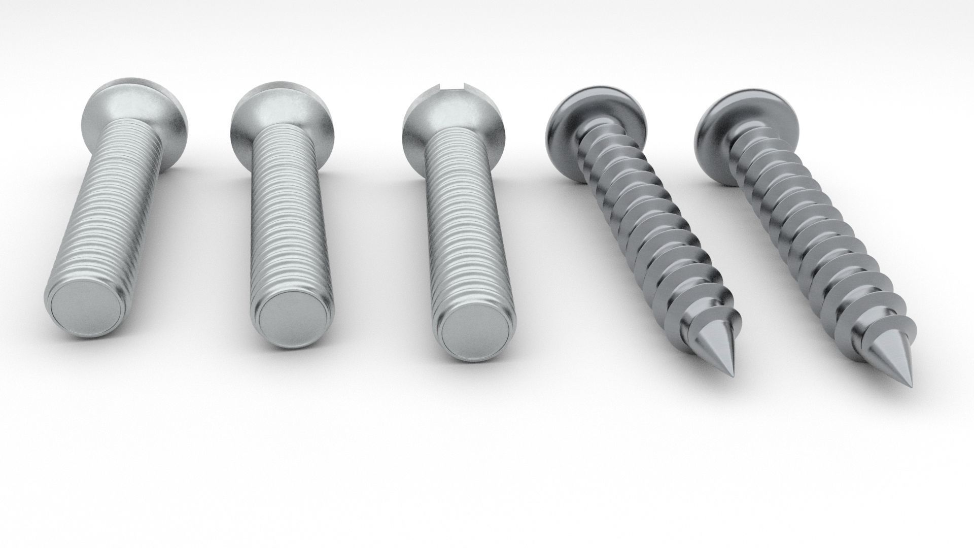 Screws and Bolts Low-poly 3D model_21
