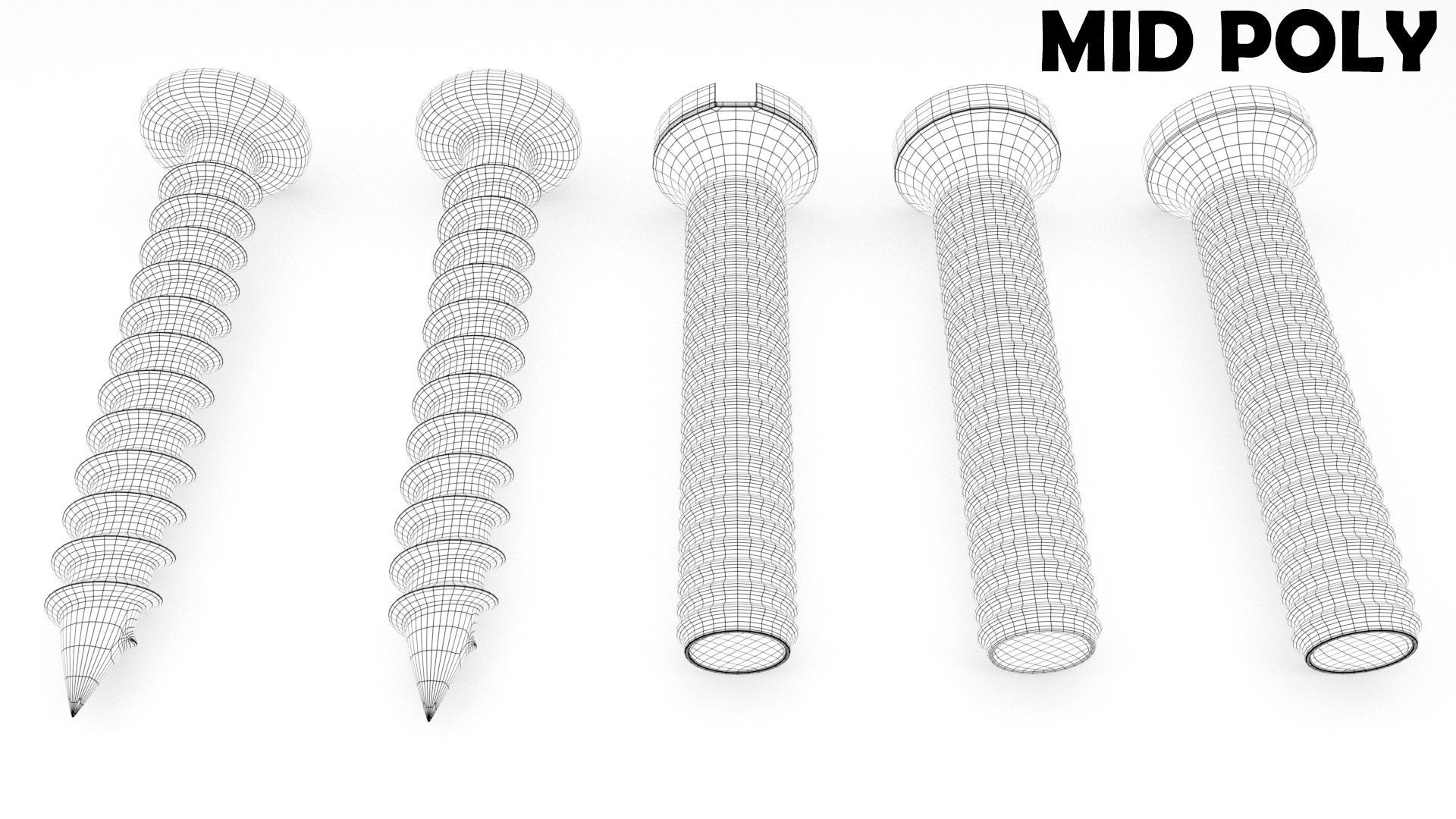 Screws and Bolts Low-poly 3D model_17