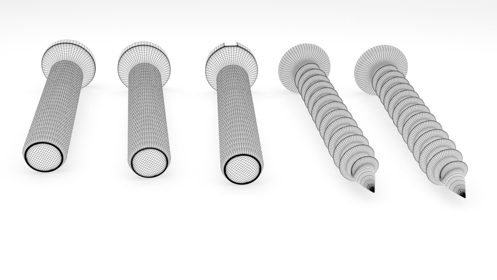 Screws and Bolts Low-poly 3D model_22