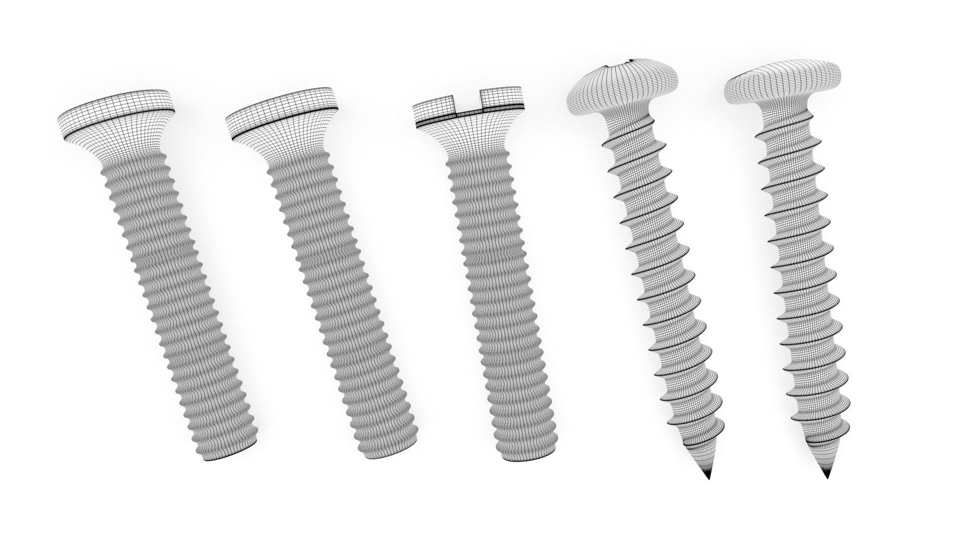 Screws and Bolts Low-poly 3D model_28