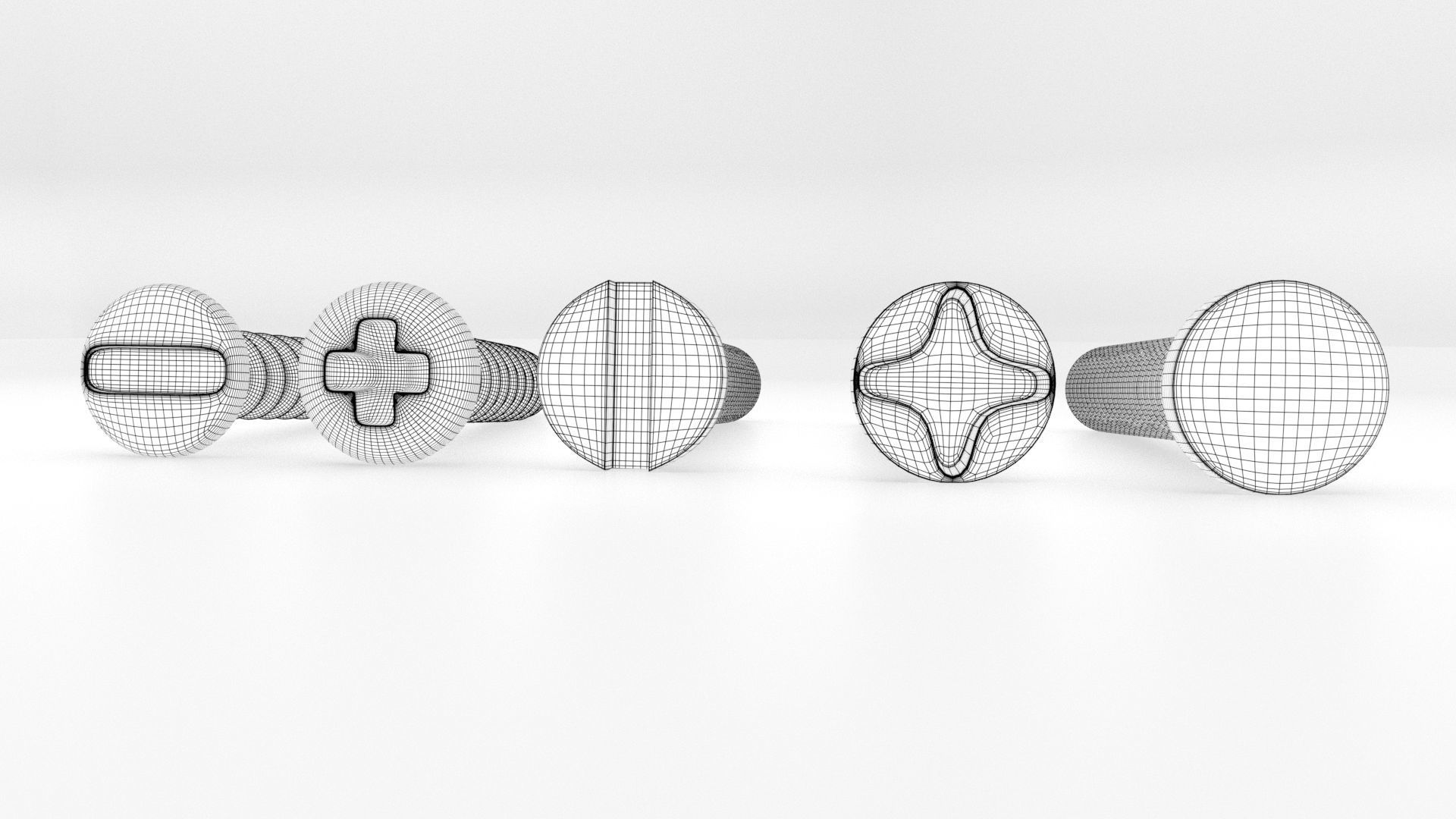 Screws and Bolts Low-poly 3D model_5