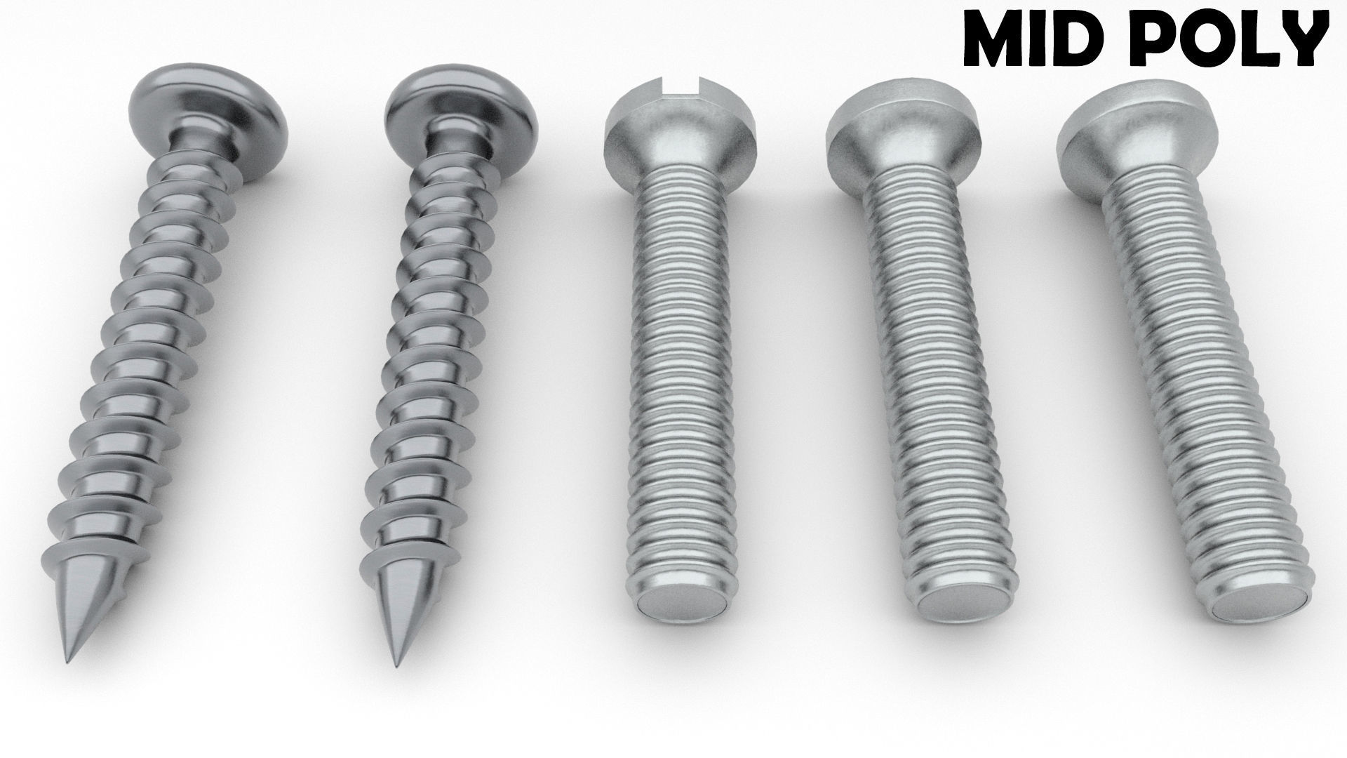 Screws and Bolts Low-poly 3D model_16