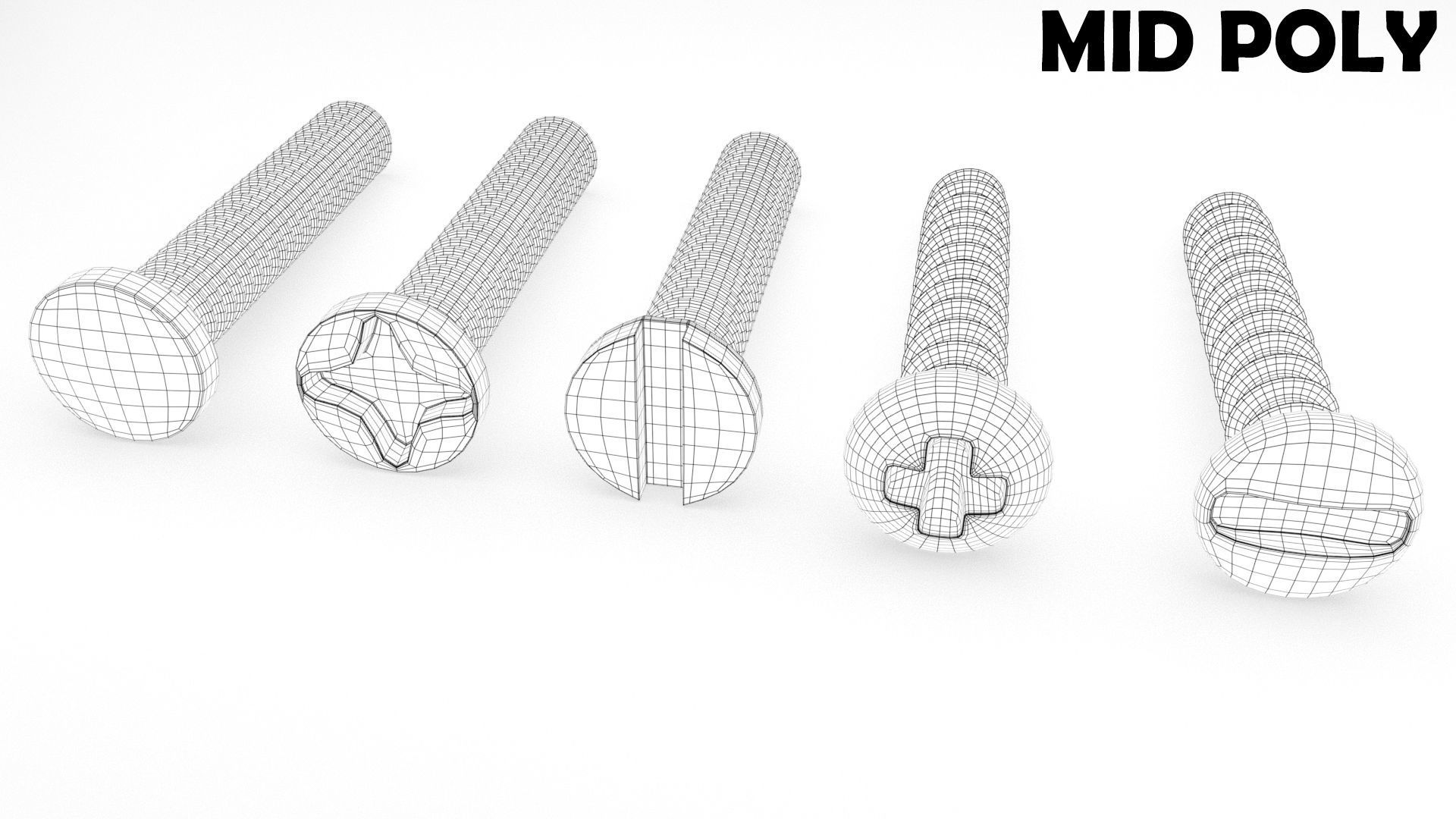 Screws and Bolts Low-poly 3D model_15