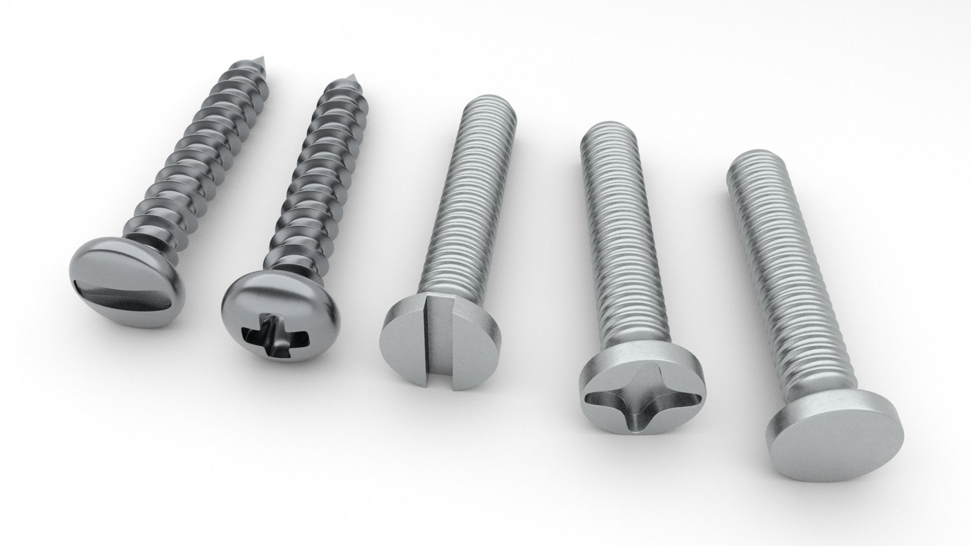 Screws and Bolts Low-poly 3D model_6