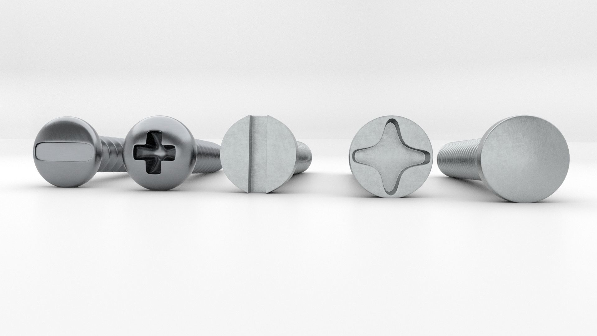 Screws and Bolts Low-poly 3D model_4