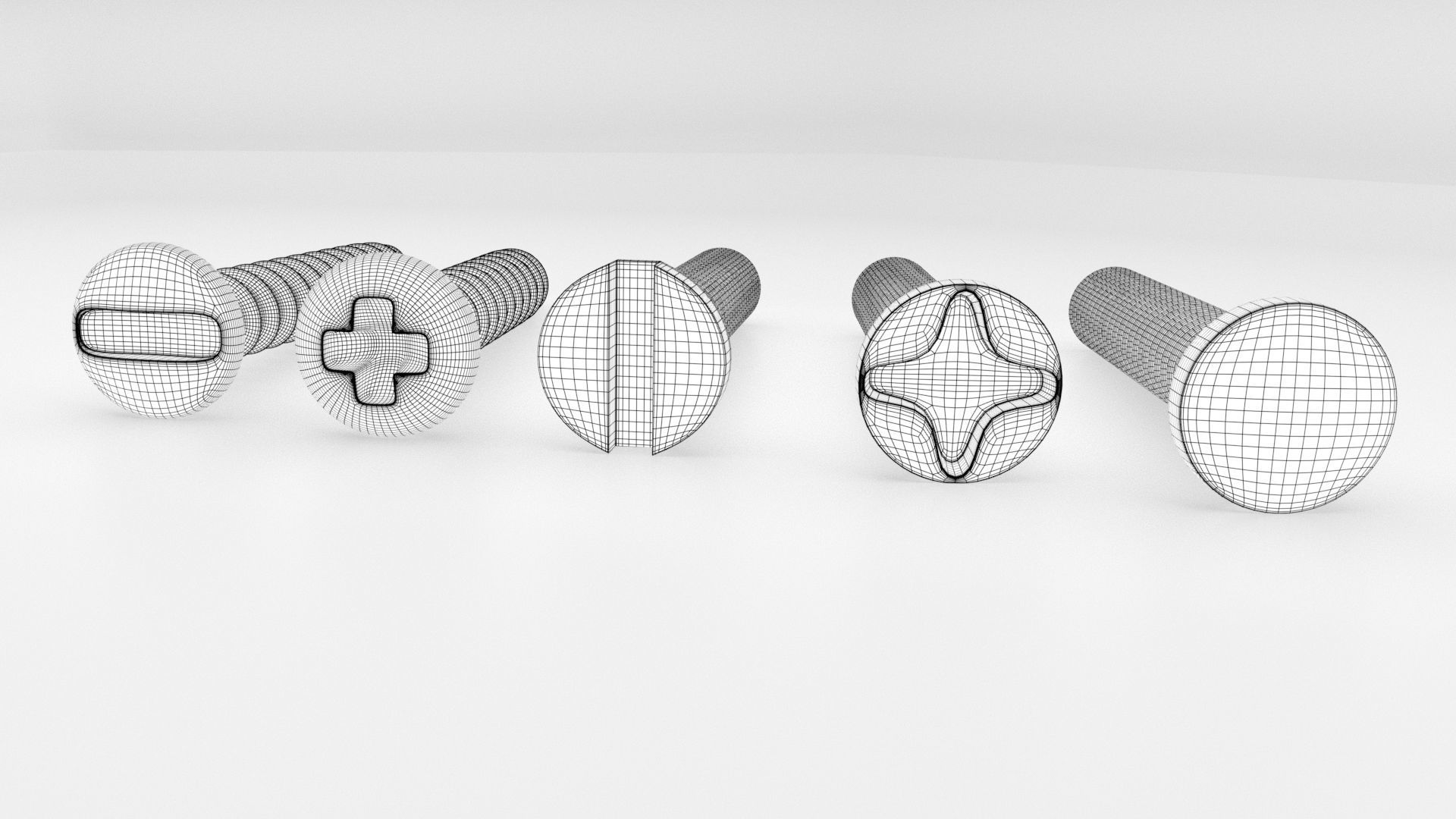 Screws and Bolts Low-poly 3D model_3