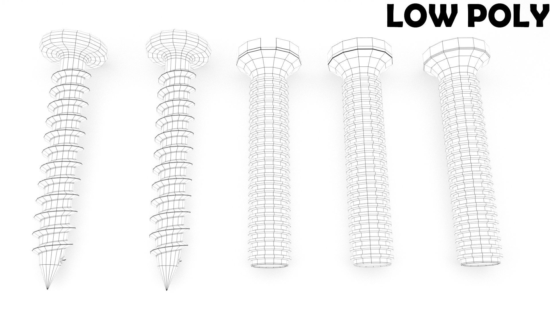 Screws and Bolts Low-poly 3D model_11