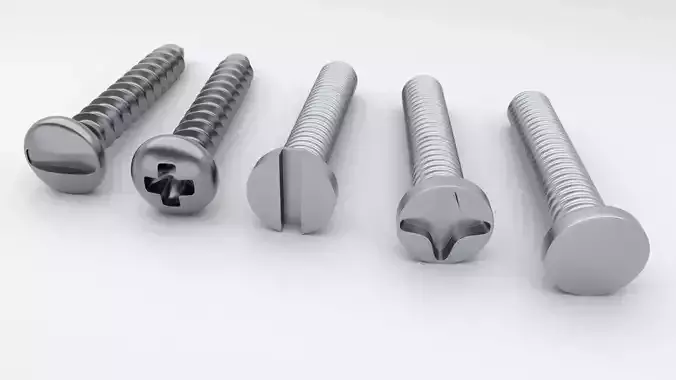Screws and Bolts Low-poly 3D model