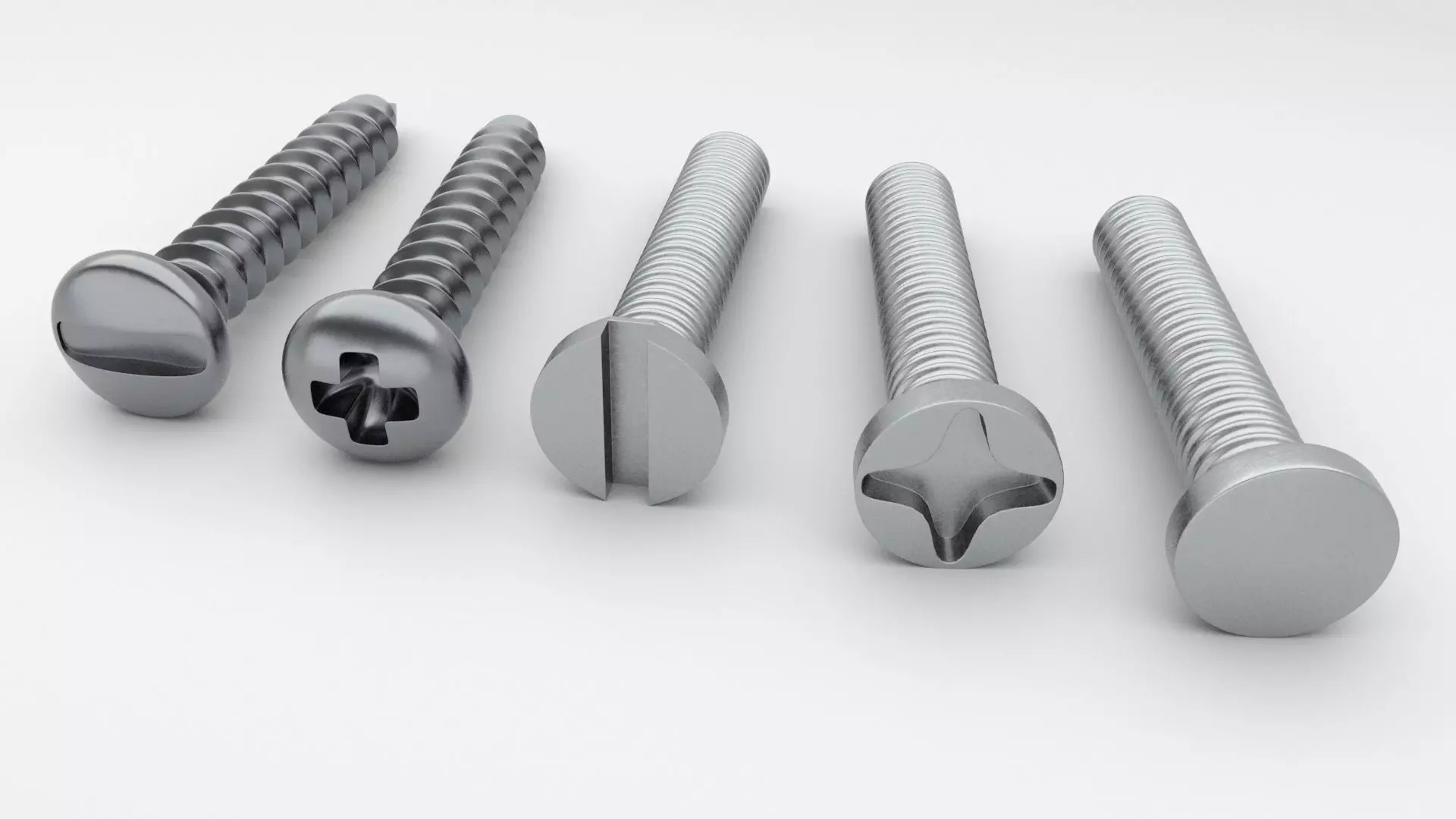 Screws and Bolts Low-poly 3D model_0