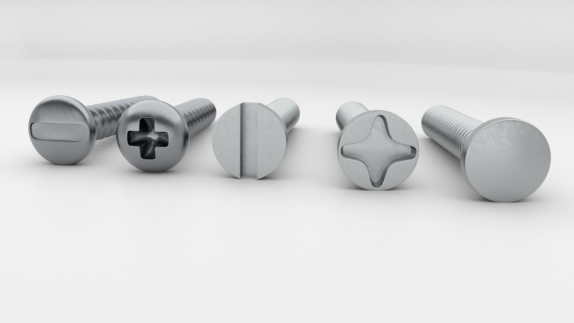 Screws and Bolts Low-poly 3D model_2