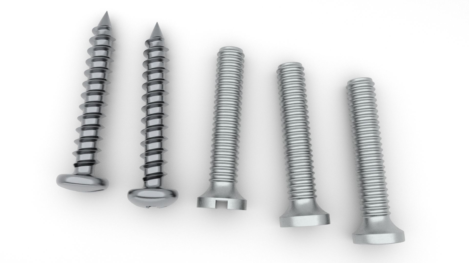 Screws and Bolts Low-poly 3D model_19