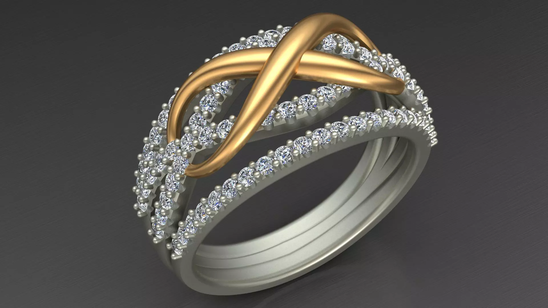 Infinity Engagement Wedding Diamond Ring 3D print model
