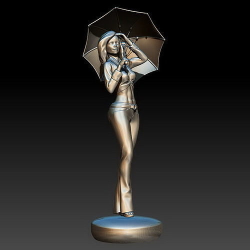 Girl with an umbrella 3D print model