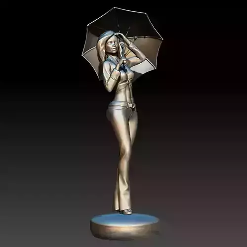 Girl with an umbrella 3D print model