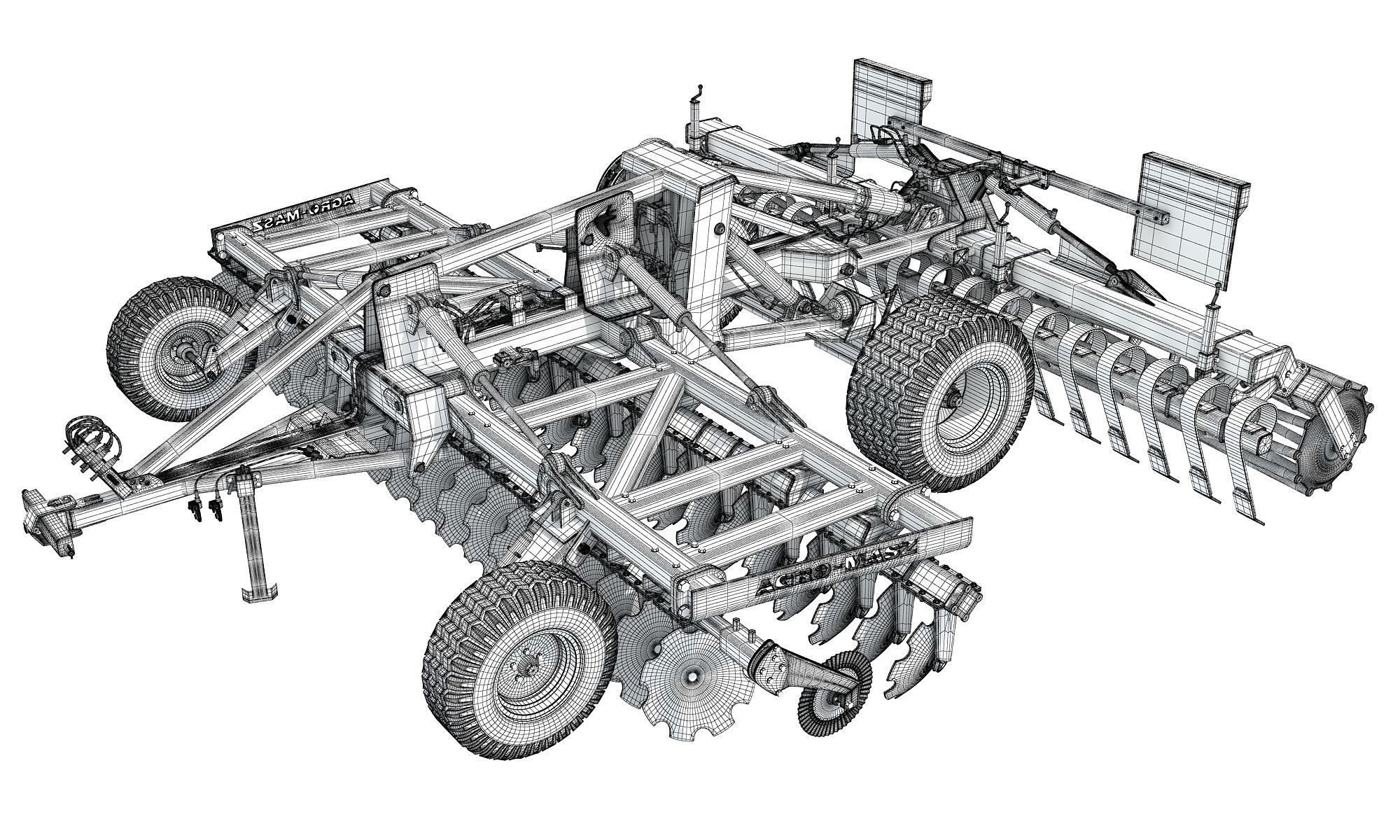 Agro Trailed Disc Harrow 3D model_13
