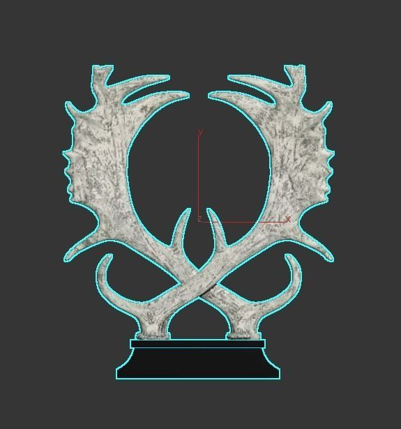 decorate trophy with antlers 3D model_1