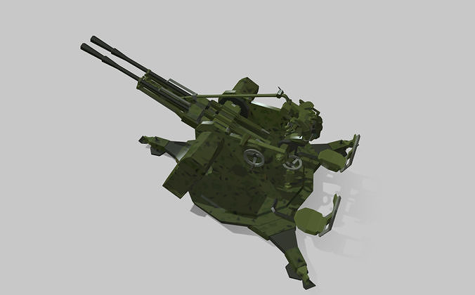ZPU gun Low-poly 3D model