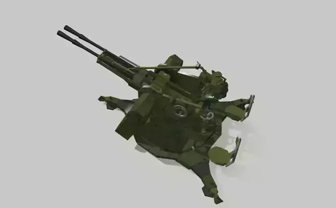 ZPU gun Low-poly 3D model