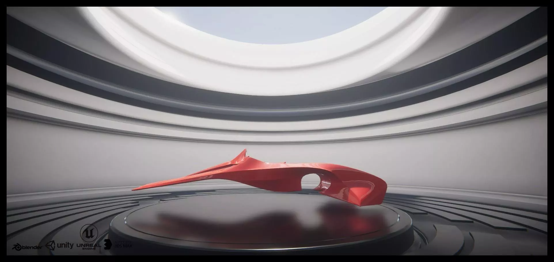 Futuristic Showroom Low-poly 3D model