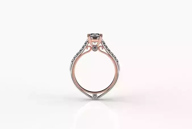 Bi-Tone Solitaire in 3 different parts with Milgrain