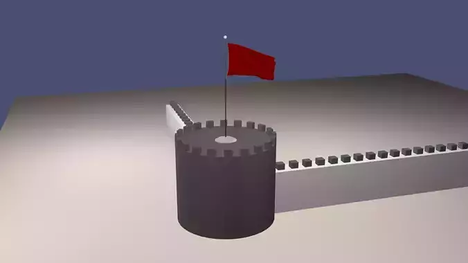Flag and burgundy  Flag on the tower 3D model